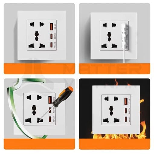 Mặt ổ cắm vuông tích hợp cổng USB - Ảnh 5