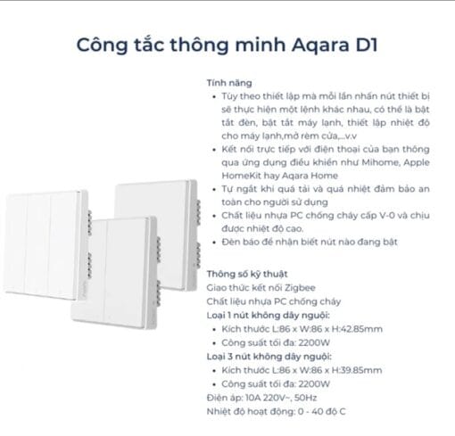 Công tắc vuông Aqara D1 - Ảnh 3